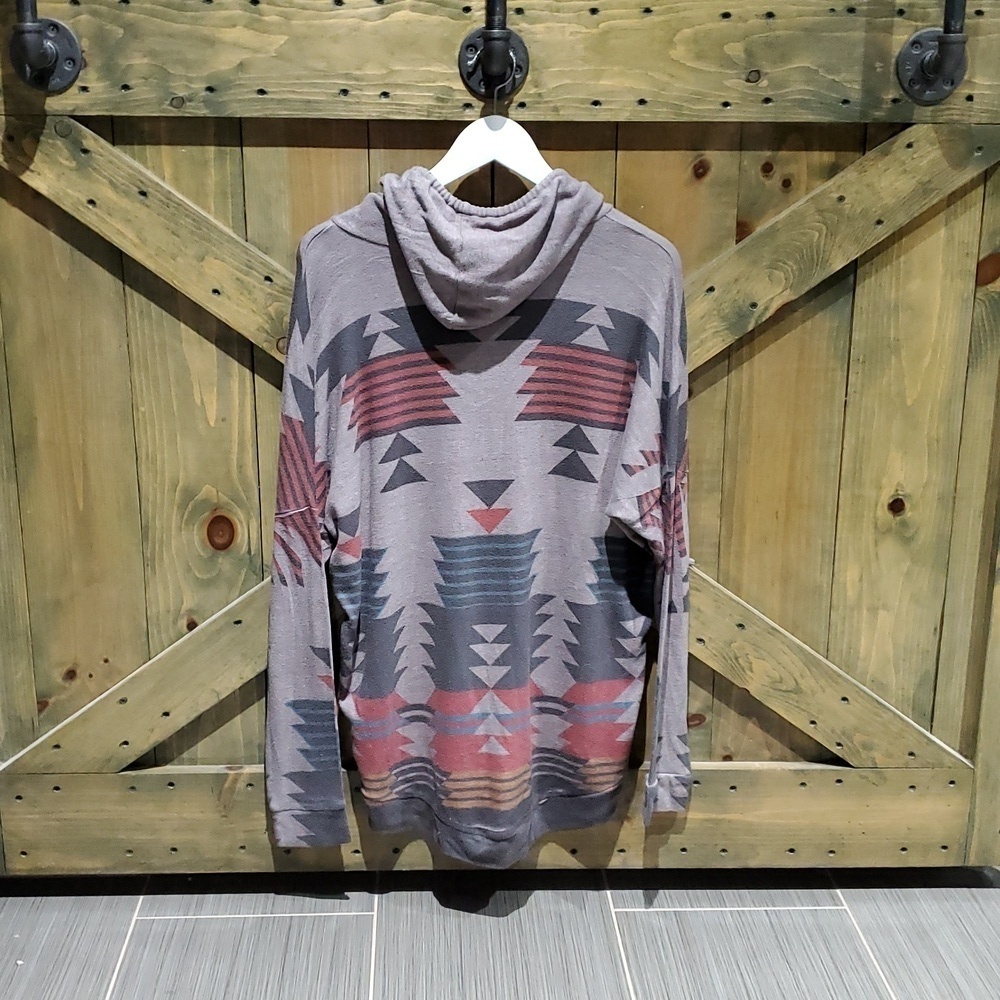 RUGGED TRIBAL HOODIE PULLOVER SWEATER W HANDWARMER SIZE LARGE - Picture 5 of 7